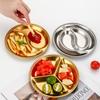 Stainless Steel Circular Divided Plate Sauce Dish Food Sauce Dish For Roast Meat Dipping Household Seasoning Snack Plate Kitchen