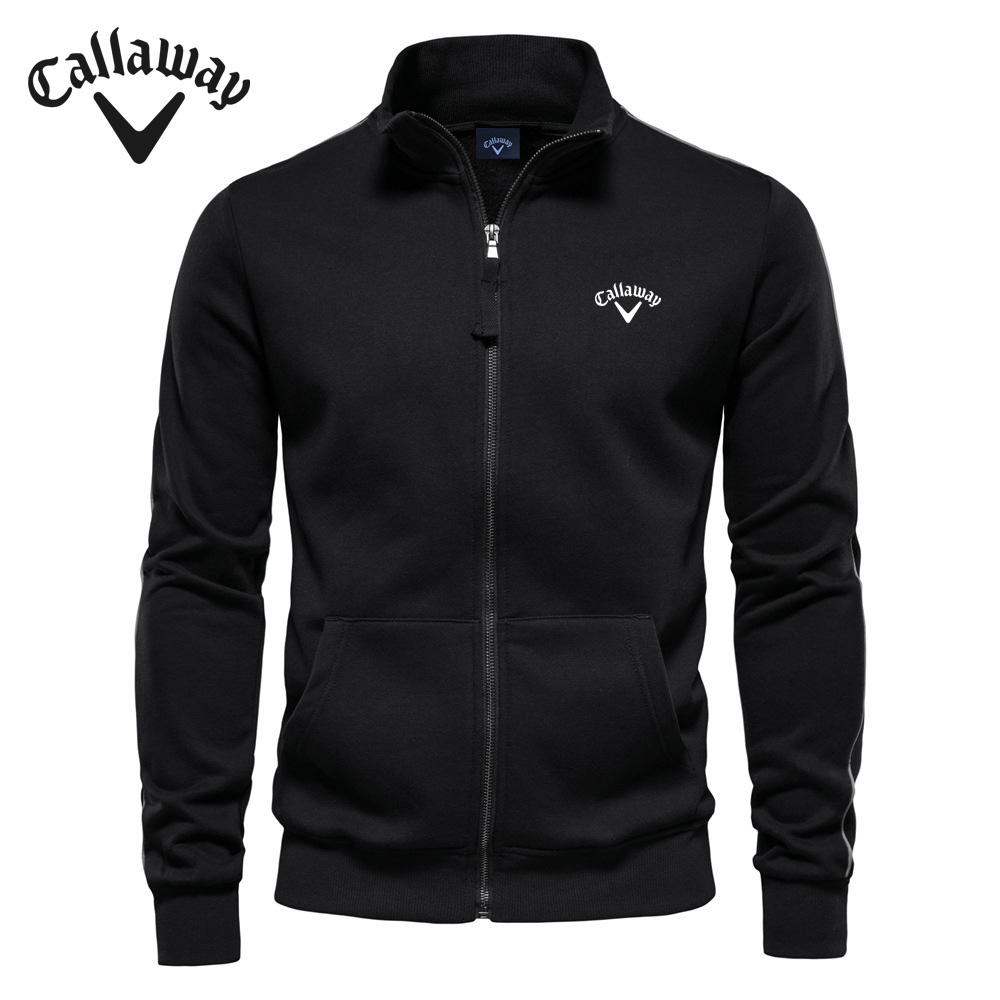 Callaway Vyšívané podzimní zima nové pánské stojací límec mikina s dlouhým rukávem sportovní kontrastní barva ležérní bunda cardigan