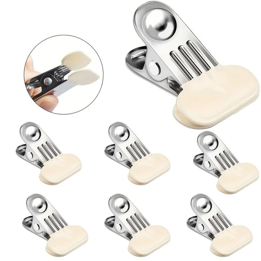 14pcs/7pcs Stainless Steel Food Bag Clips, Wide Size, Excellent Sealing, No-Mark Flat Mouth Clips, Stainless Steel Windproof Clothes Drying Clips