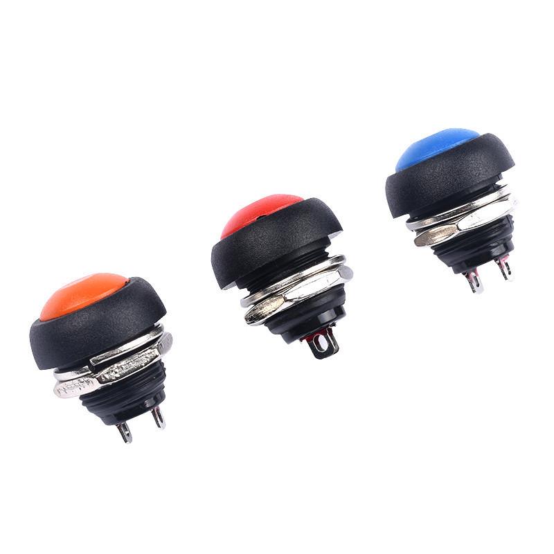 Waterproof Non-locking Round Horn Button Switch PBS-33B - 12mm Self-resetting