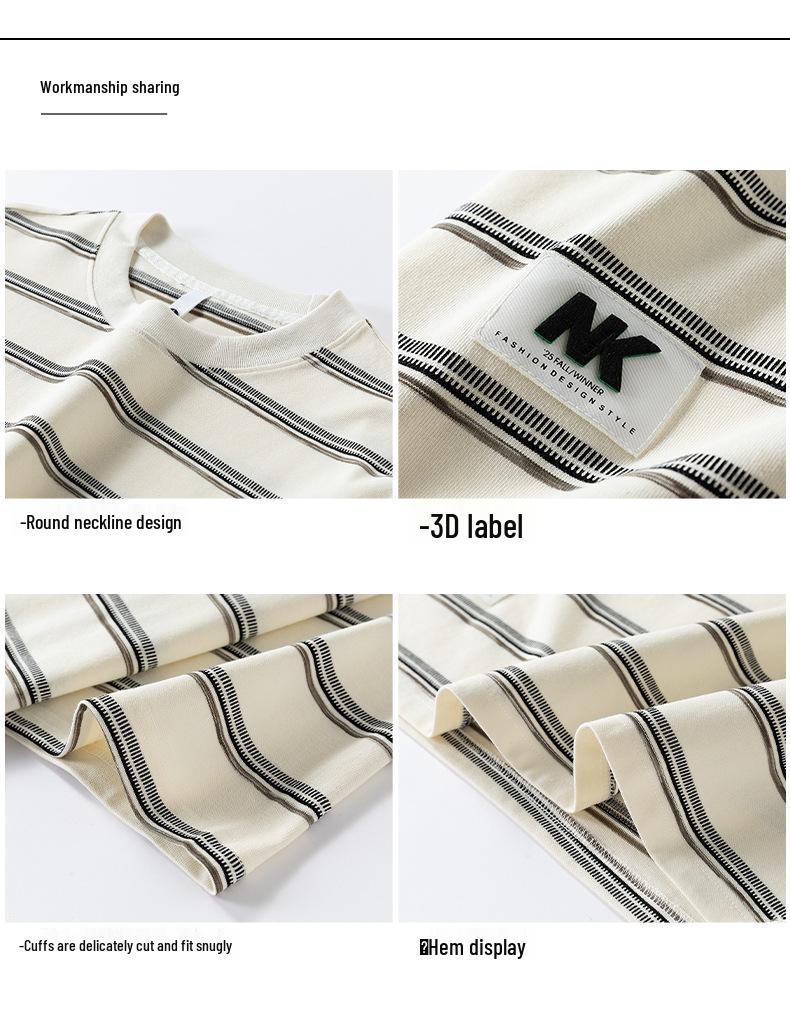 Sailor Striped Men's Loose Fit Short Sleeve Tee - Trendy Summer Couple's Top