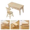 Miniature Reading Room Furniture Set with Table and Chair Unpainted Design for 1/12 Scale Dollhouses Display Decoration