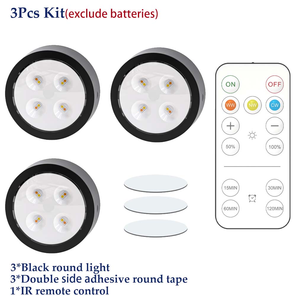 

Круглый светодиодный светильник для шкафа 3000K 4500K 6000K беспроводной пульт дистанционного управления с батарейным питанием и регулировкой яркости для спальни, коридора, шкафа, лестницы