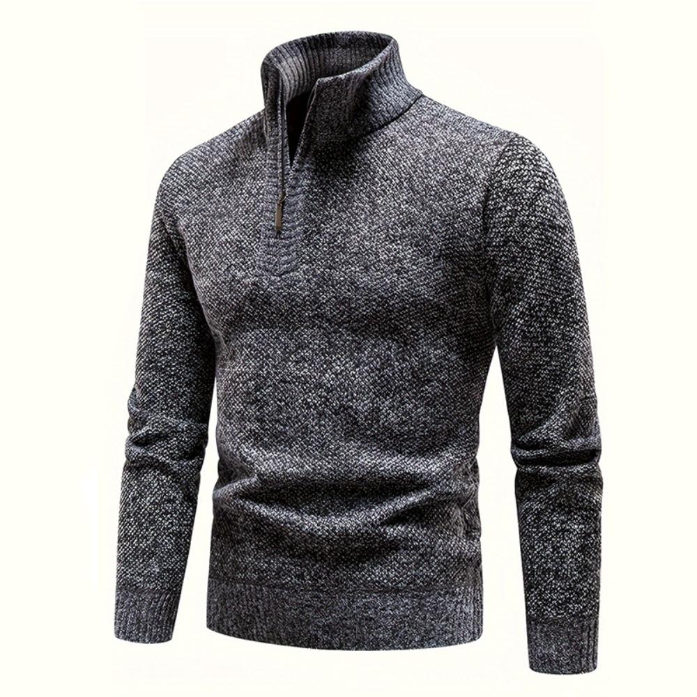 Autumn Winter Men Knitted Pullover Half Zip Stand Collar Long Sleeve Ribbed Cuff Slim Fit Warm Daily Office Business Casual Men Sweater Jumper