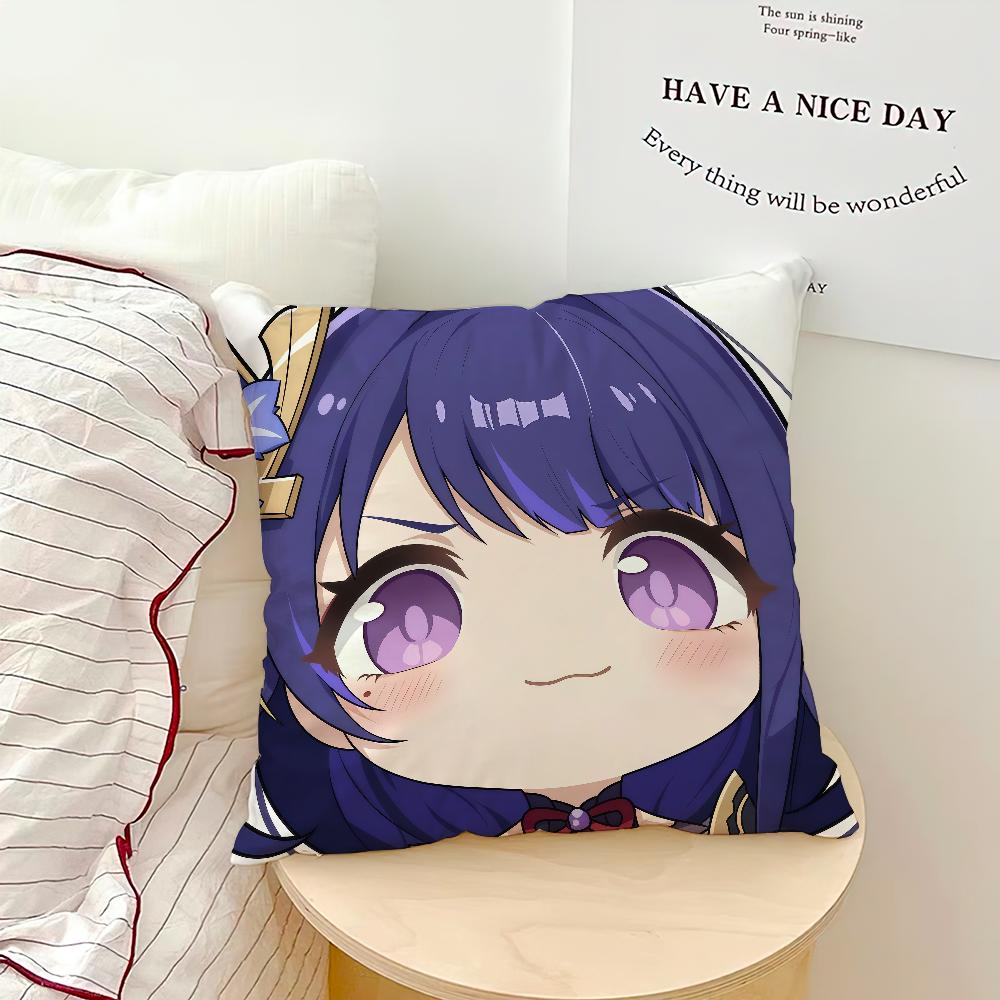 Spiel Wuthering Waves Chibi-Gesicht Mavuika Kissenbezug weicher Kissenbezug für Sofa Wohnzimmer Homeoffice Dekor Schutzhüllen