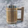 Handcrafted Wooden-Style Barrel Beer Mug with Stainless Steel Lining – Large Capacity