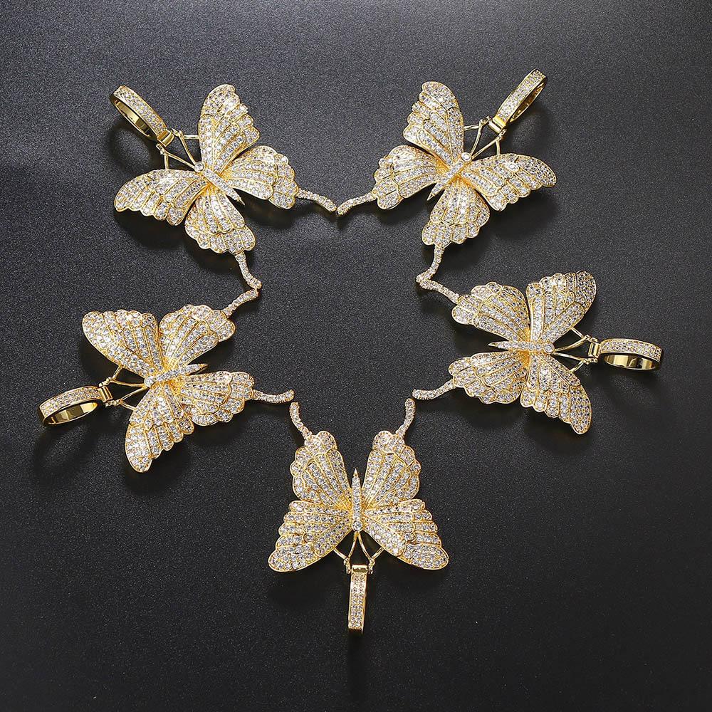 Punk Hip Hop Style Necklace Female Heavy Industry Full Diamond Big Butterfly Pendant Necklace Jewelry