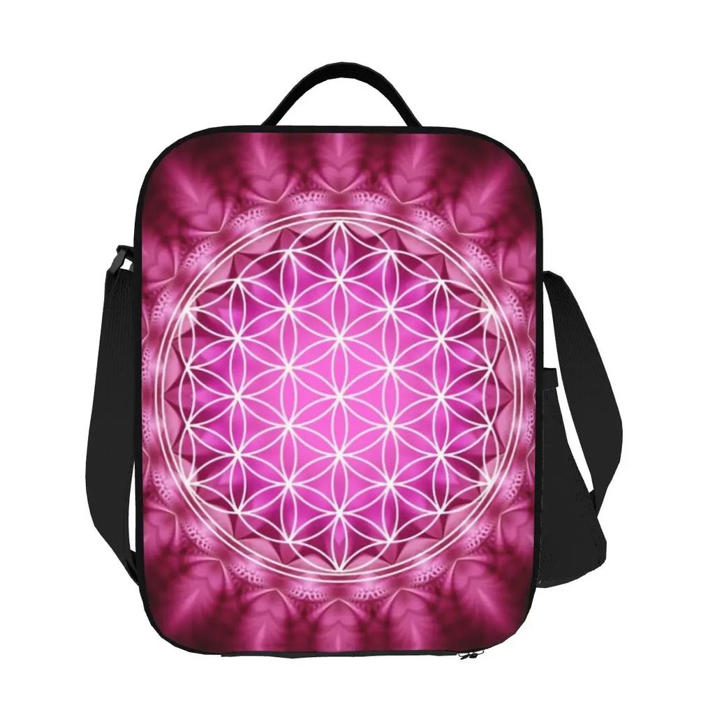 Flower Of Life Insulated Lunch Tote Bag for Women Sacred Geometry Mandala Resuable Thermal Cooler Food Bento Box School