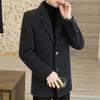 Men Woolen Coat Lapel Long Sleeve Single Breasted Jacket Coat with Pockets Solid Color Loose Fit Casual Outerwear Cold Weather Wear
