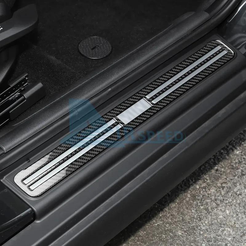 Real Soft Carbon Fiber Car Door Sills Protector Sticker for BMW Mini Cooper F65 2024 2025 Accessories Decal Styling