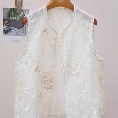 Sleeveless Top Vest Women's Summer 2025 Temperament Embroidered Thin Summer Vest