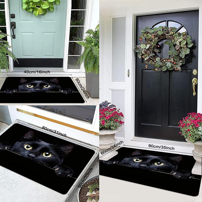 1Pcs Anti Fatigue Kitchen Rugs, Black Cat  Print Waterproof Non-Slip Thick Cushioned Kitchen Mat Heavy Duty Comfort Standing Mat for Kitchen