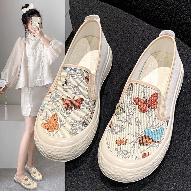 Women's Spring & Autumn Korean Style Low-Top Casual Sports Shoes - Breathable Old Beijing Cloth