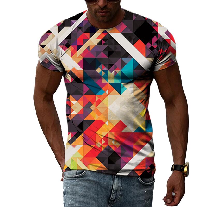Sommer Mode Kreative Abstrakte Grafik T Shirts Für Männer Casual 3D Drucken Hip Hop Harajuku Persönlichkeit Rundhals Kurzarm