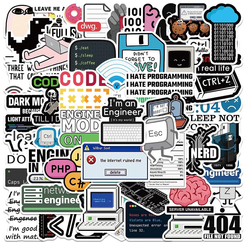 10/30/50pcs Funny Programming Stickers Java Cloud Language Internet Decals DIY Skateboard Luggage Phone Waterproof Sticker Packs