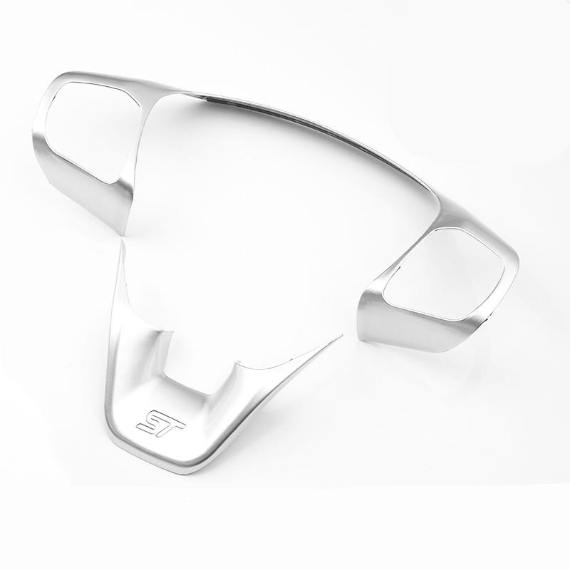 

Для Focus 2018 2019 аксессуары для стайлинга автомобилей ABS углеродное волокно рулевое колесо кнопка рамка крышка чехол отделка наклейка серебряный