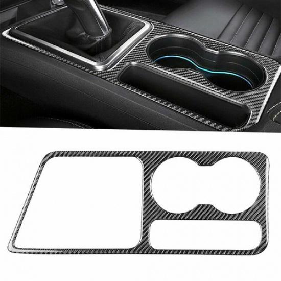 Gear Shift Panel Cup Holder Cover Trim For Dodge 2009-14 Challenger Carbon Fiber