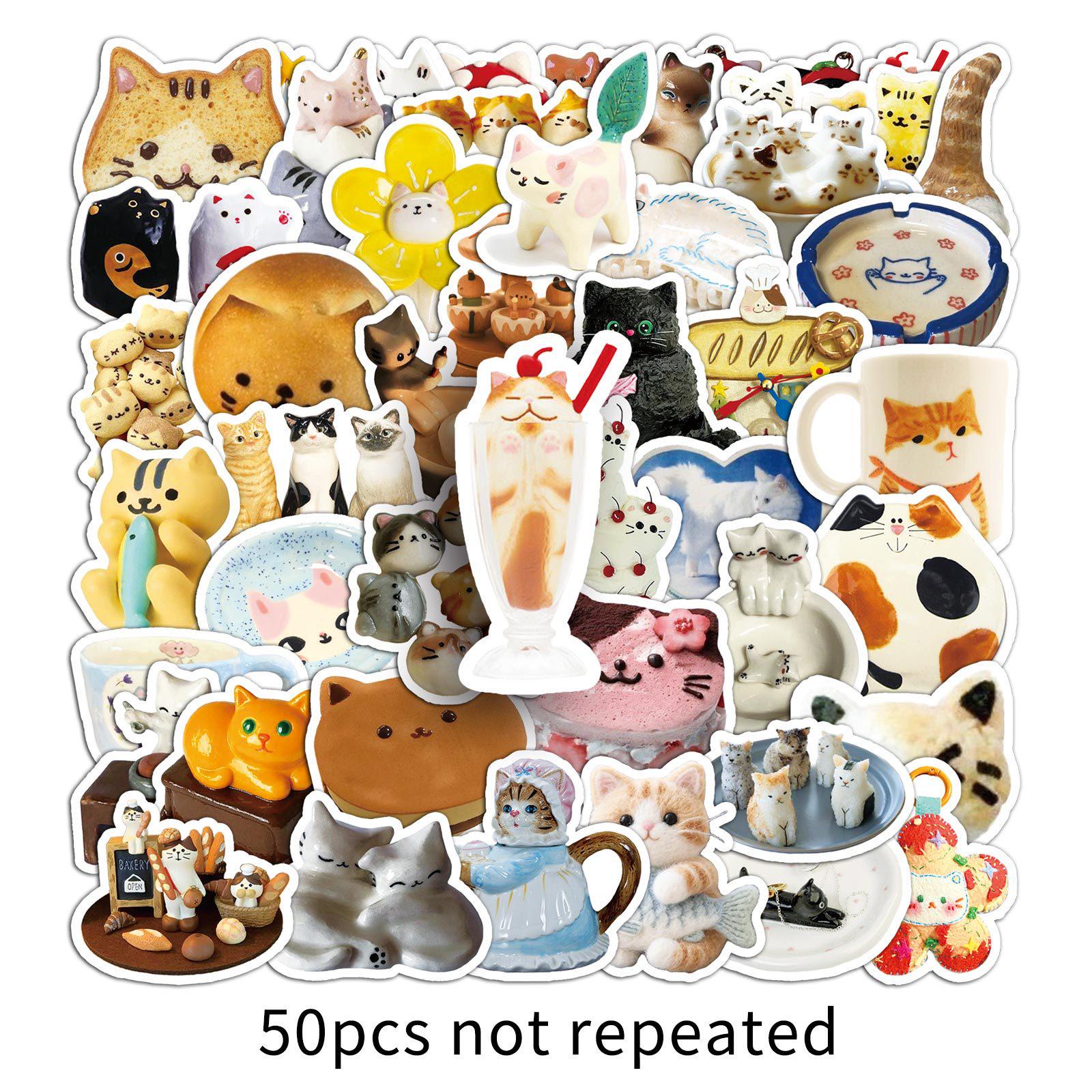 

50 шт. Милые наклейки с котятами и животными: Мягкие, креативные и очаровательные DIY-украшения для холодильников и наушников