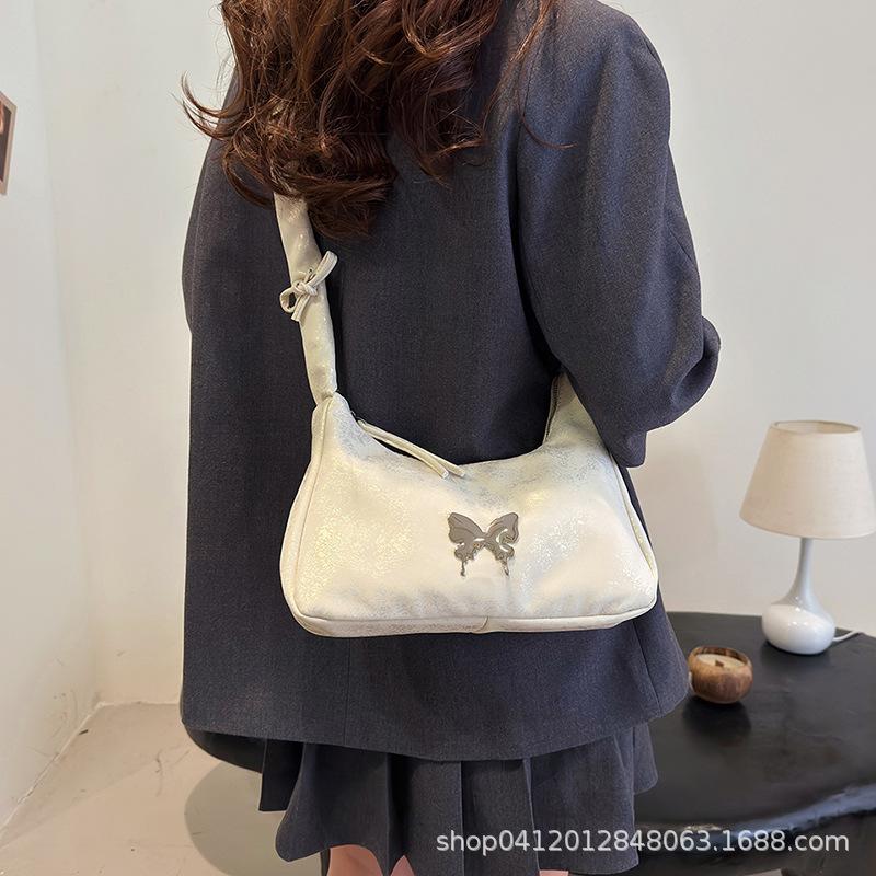 Korean version ins pleated armpit bag 2025 new design sense niche messenger bag super fire butterfly commuter shoulder bag