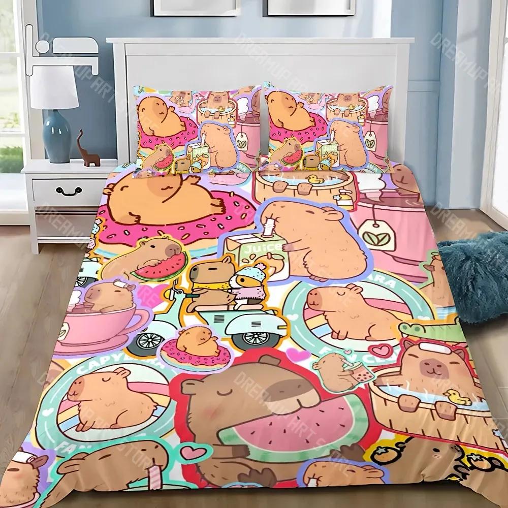 Classic Soft 3D Print Cute Capybara Adult Boy Girl Bedroom Decoration Children Gift Large Single Double Quilt