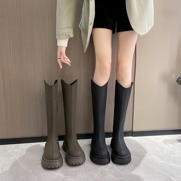 2026 Retro Okrągły Nosek Zimowe Damskie Buty do Kolan Moda Zamek z Tyłu Długie Buty Jeździeckie Damskie Gruba Podeszwa Damskie Buty