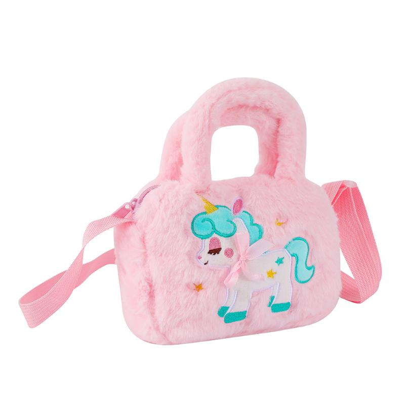 Winter New Plush Children's Crossbody Bag European and American Fashion Shoulder Bag Toddler Girl Cute Unicorn Handbag