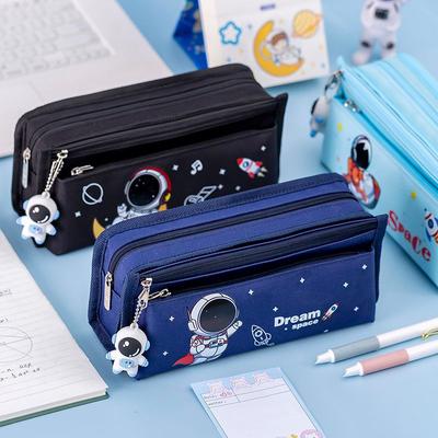 Five-layer, Large-capacity, Student, Cute, Cartoon, Stationery, Astronaut, Canvas, Multi-layer, Pencil Case