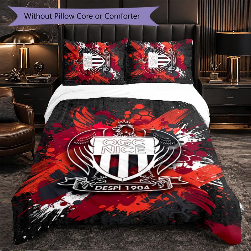OGC Nice FC Themed Bedding 3Pcs Duvet Cover Set Decorative Bed Linen For Teen Room Home Decoration