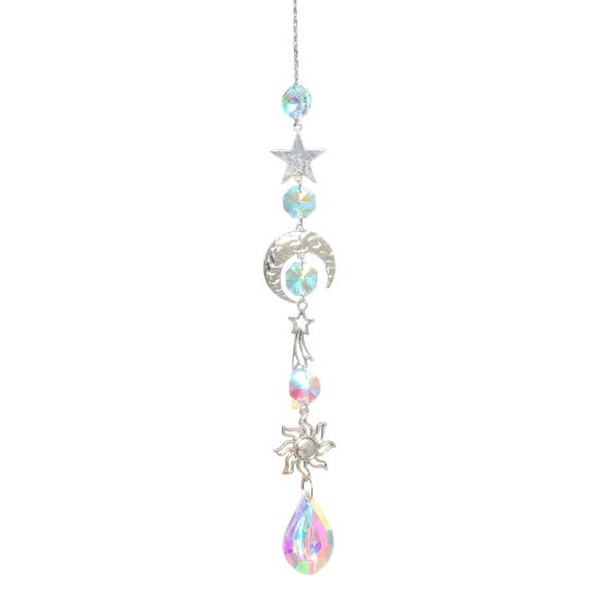 Star Sun Catcher Faux Crystal Prism Rainbow Maker Stars And Moon Colorful Hanging Suncatcher for Window Home Garden Decoration