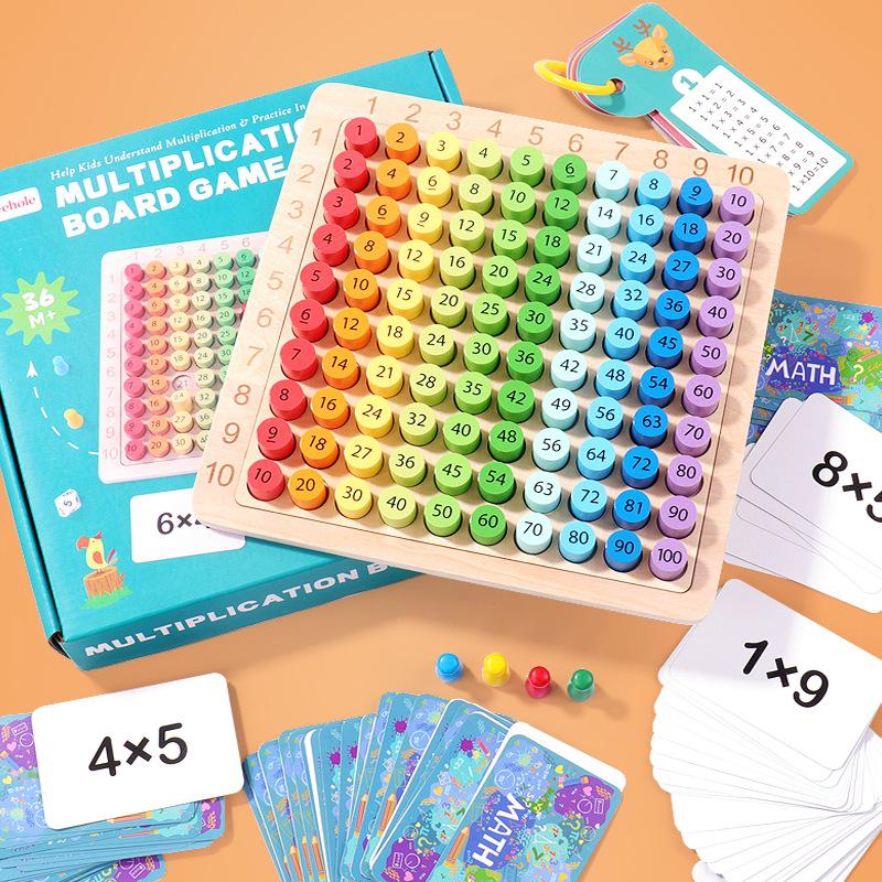 

Kids 3-in-1 Early Learning Multiplication Board: Puzzle & Number Table 1-100
