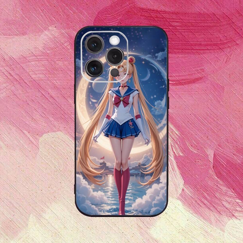 

Cartoon S-Sailor M-Moons Phone Case For iPhone17,16,15,14,13,12,11 Plus,Pro Max Soft Black Cover iPhone16se4