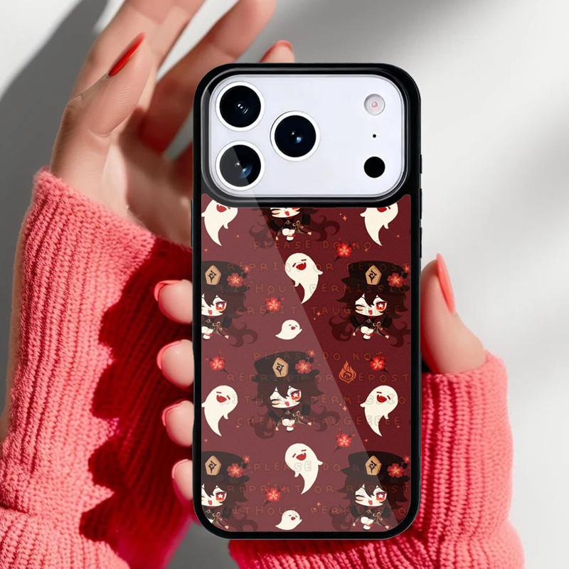Cartoon Hu Tao Genshin Impact Phone Case for iPhone 17 16 15 14 13 Pro Max Back Cover for 12 11 Pro Coque