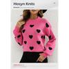 Women S Western Style Pullover Crew Neck Long Sleeve Knit Sweater With Heart Print
