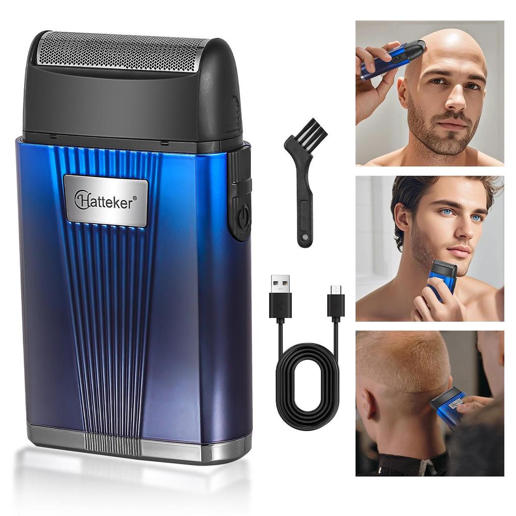 Hatteker Elektrorasierer für Männer Wiederaufladbarer Rasierer & Glatzenkopf Präzisionstrimmer Kabelloser Bartschneider