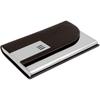 OFIXO Stainless Steel Business Card Case Leather Men Luxury Brand ID Credit Card Visiting Cards Holder Wallet(Silver)