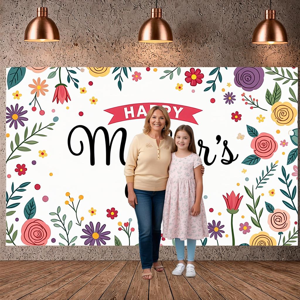 Grateful Mom Background Colorful Flowers Happy Mother's Day Banner Mother's Day Display Warm Tone Mother's Day Backdrop For Gift