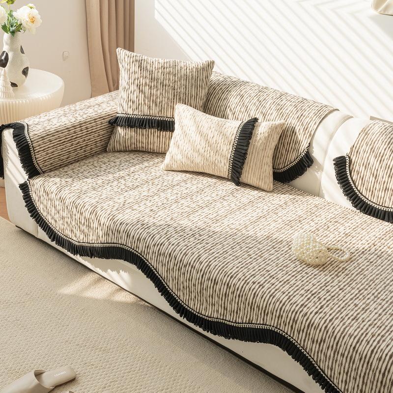 High-Grade Chenille Sofa Cushion, All-Season Non-Slip Sofa Cover Towel, Light Luxury Seat Cushion, Special-Shaped Backrest, Machine Washable