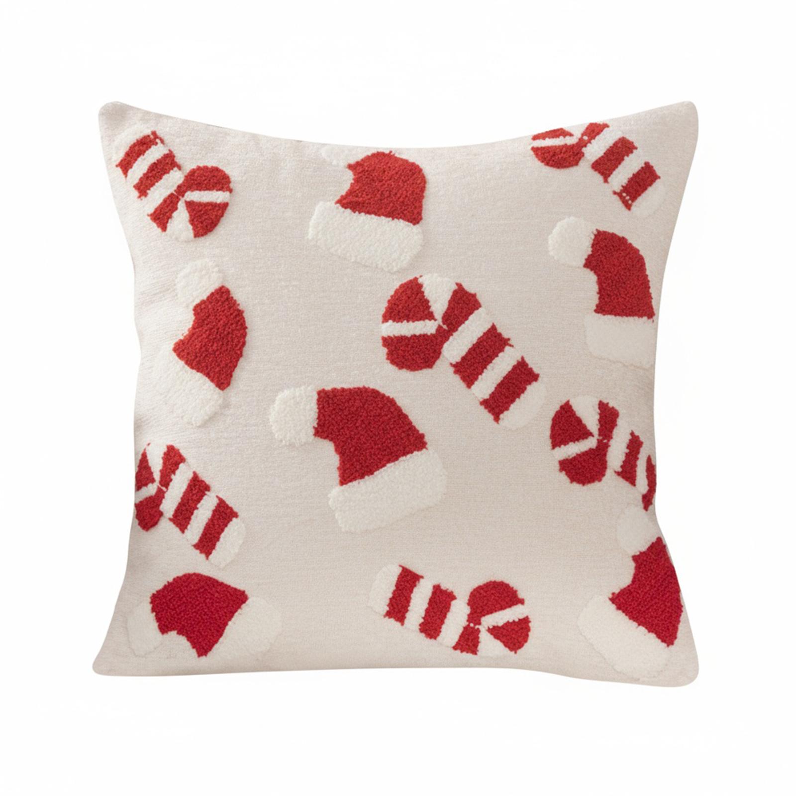 

Christmas Embroidered Pillowcase 17.72x17.72in Throw Pillow Case Pillow Shell for Winter Holiday Home Bedroom Sofa Decors