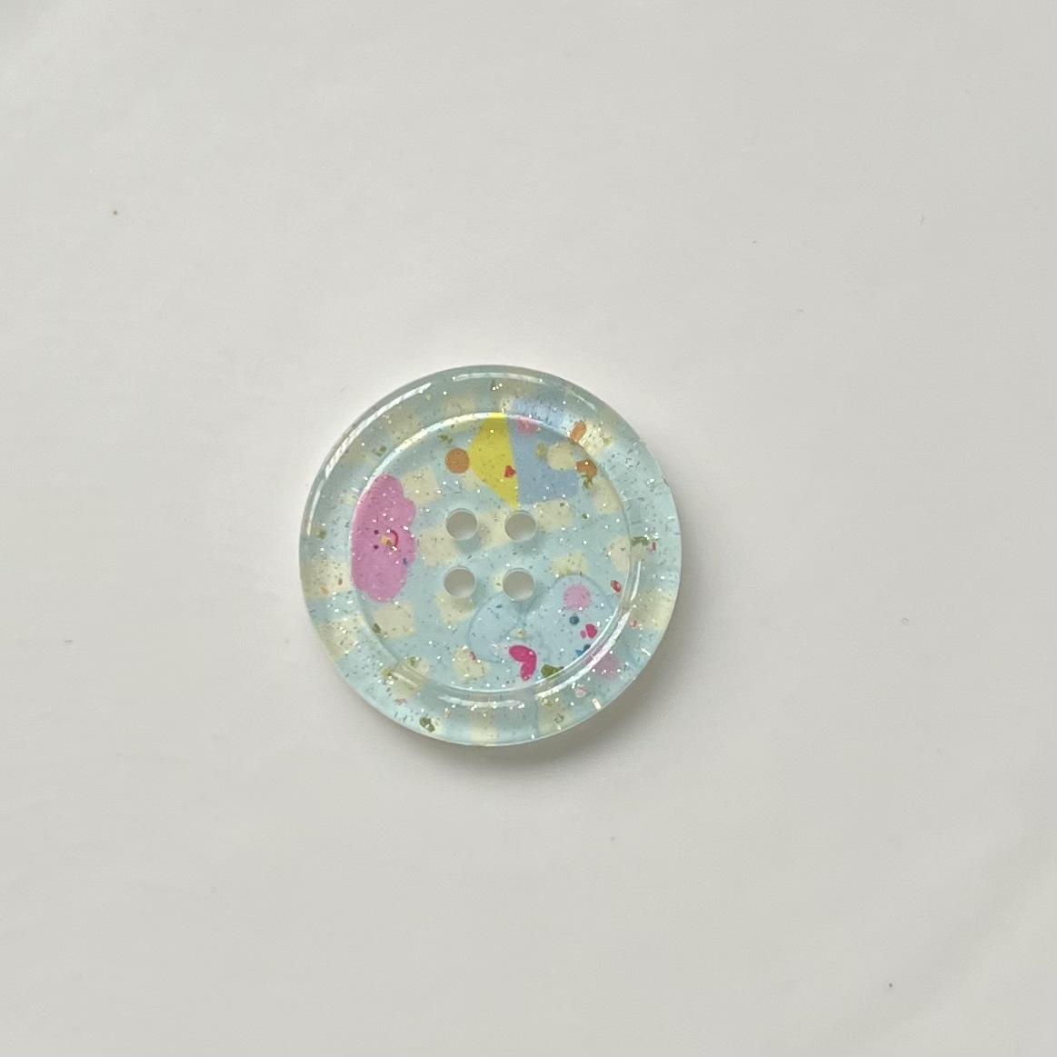 

10Pcs Shining Powder Cute Cartoon Round Button - Clothing Sewing Accessories for Kids Woman Hairpins Clip DIY Deco for Girls 29mm синій