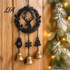 Retro Holiday Window Accents Christmas Wind Chime with Metal Bells, Vintage Santa/Snowman/Deer/Bell/Wreath Iron Creative Soft Furnishings Hanging