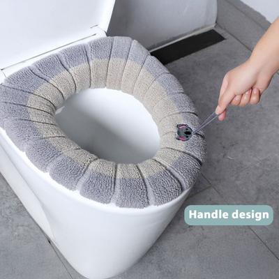 Toilet Seat Cover Mat Soft Velvet Fabric Universal Bathroom Toilet Seat Cover Washable Closestool Warmer Accessories