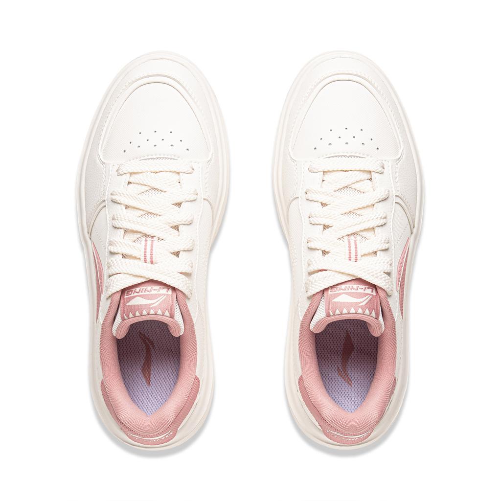 Li Ning Lantern Festival Synthetic Leather Balance Lightweight Low top Skateboard Shoes Women's Pink White AGCV316-5