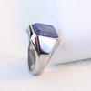 Minimalist Vintage Geometric 22MM Square Lapis Lazuli Inlaid 304 Stainless Steel Ring Unisex