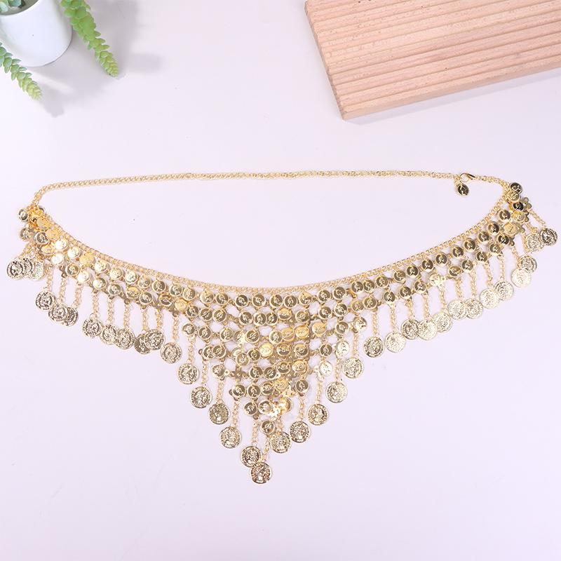 

Треугольная цепочка на талию для танца живота, пояс для танца живота, цепочка на талию с пайетками и кисточками, украшение для талии, металлическая цепочка на талию для восточного танца золотой