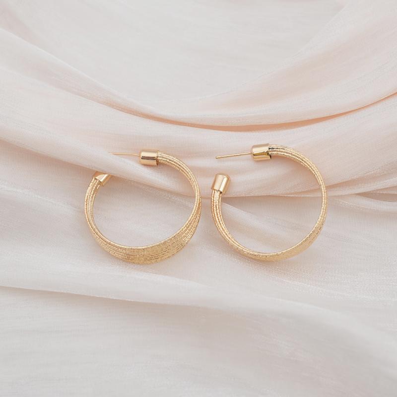 Gold Layered Round Hoop Earrings with Smooth Finish for Party More