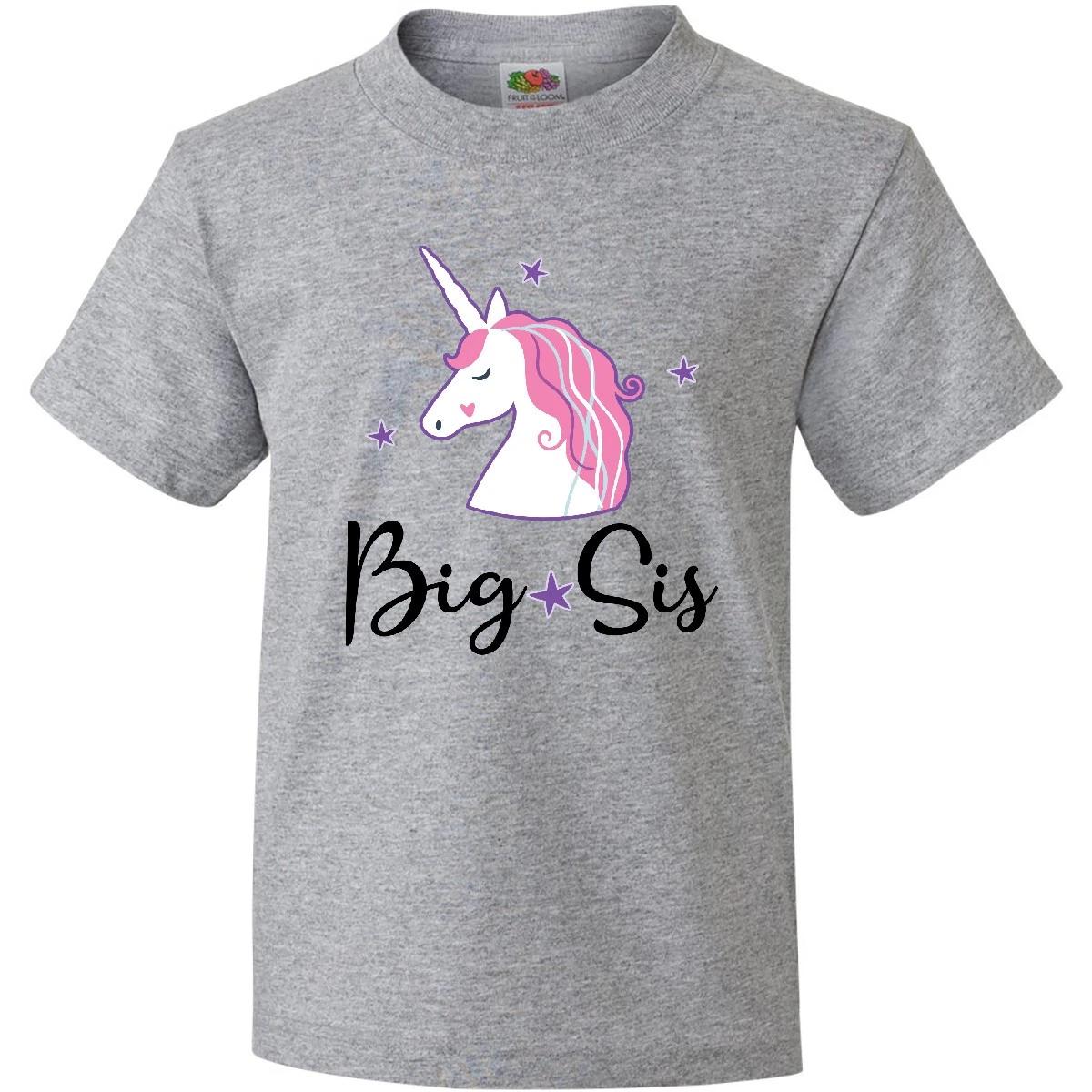 Inktastic Big Sis Unicorn Girls Sister Announcet Youth kids boys T-Shirt Childs Cute 100