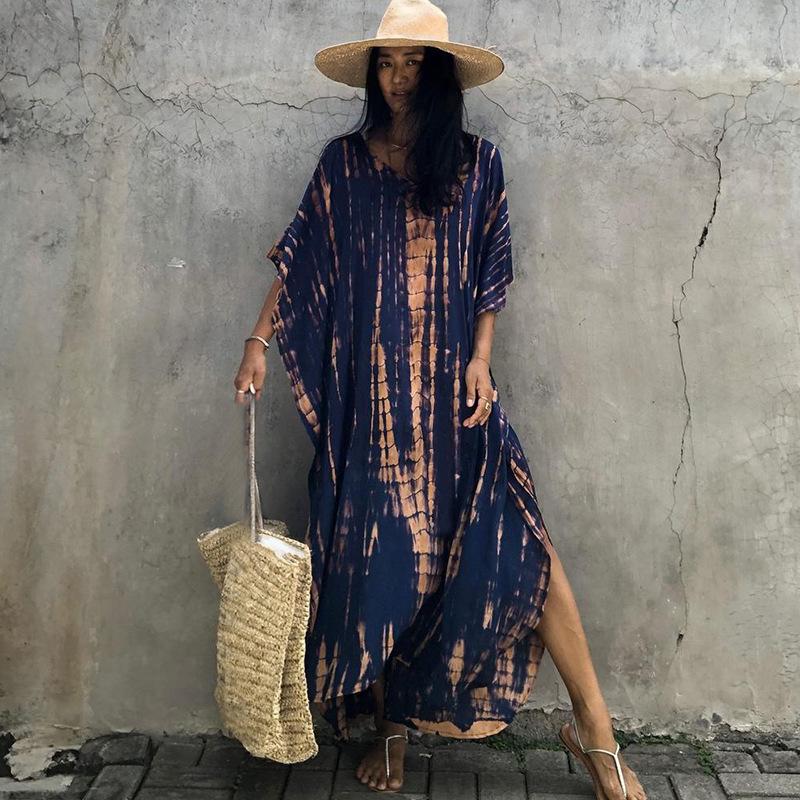 Dámské bikiny zahalovací plavky plážová maxi zavinovací sukně Sarong Kimono Kaftan Dressn