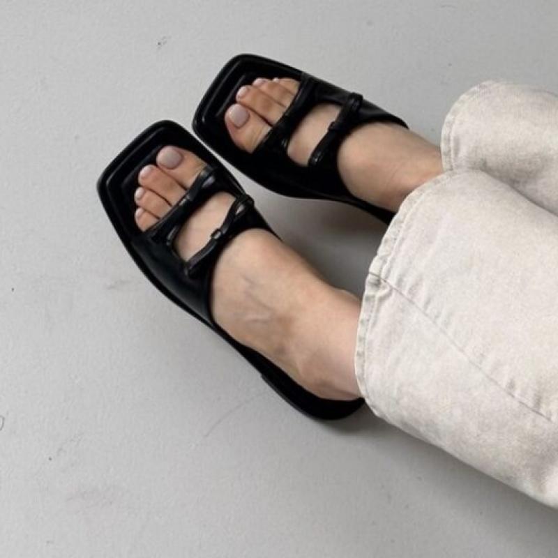 New Arrivals Open Run Ronpodell Knotted Slippers Summer Silver Women Pink 4color