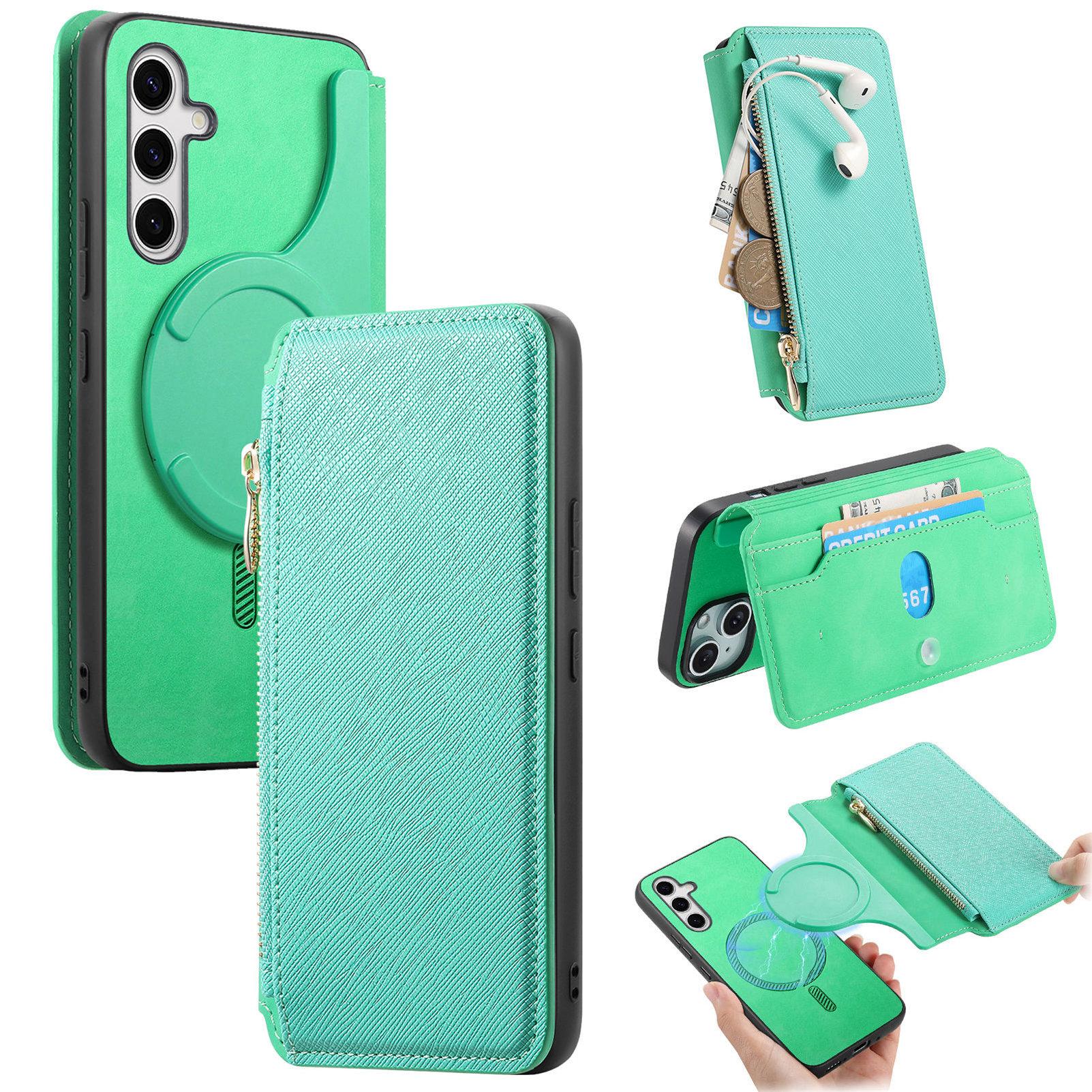 

For Samsung Galaxy S25+ Leather Case Cross Texture Detachable Magnetic Phone Cover Wallet Stand F