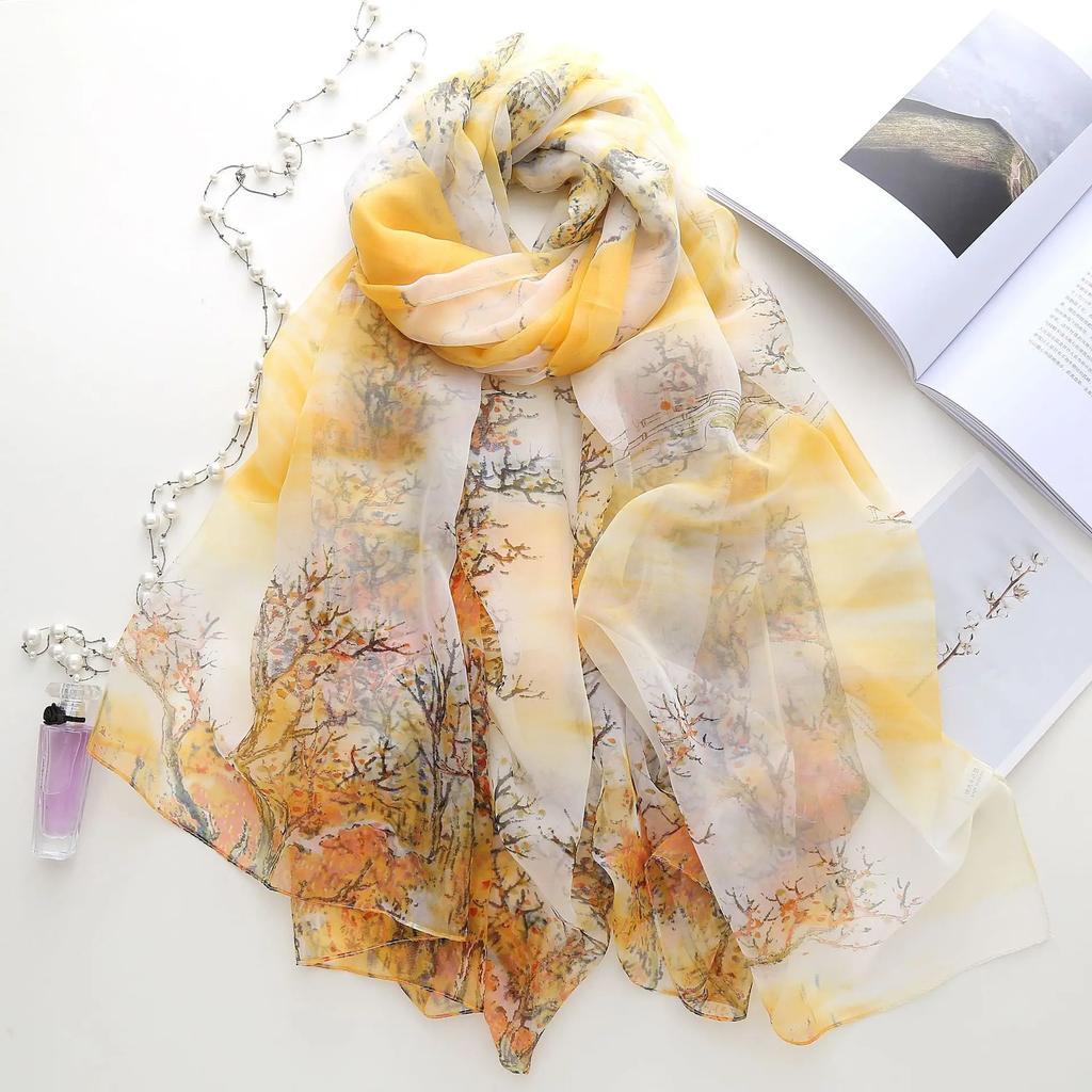 Sunscreen Ice Silk Scarf Scarves Wrap Fashion The Big Beach Towel Women Printed Thin Micro-through Air-conditioning Shawl 180cm